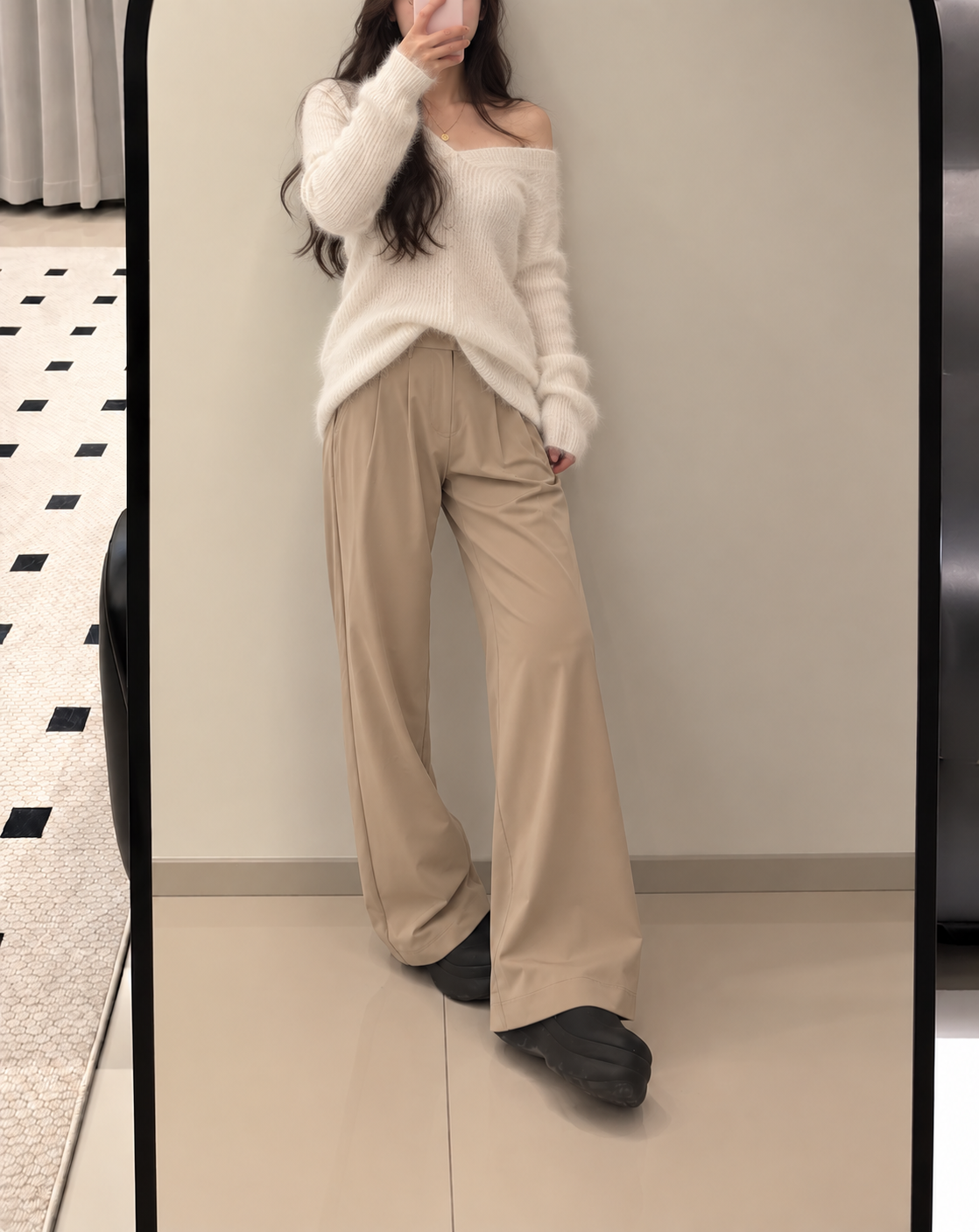 <小資族的NIKE衣櫥👗>NIKE 女 運動棉長褲 AS W NK DF BLISS TROUSER -FQ2167 黑/米