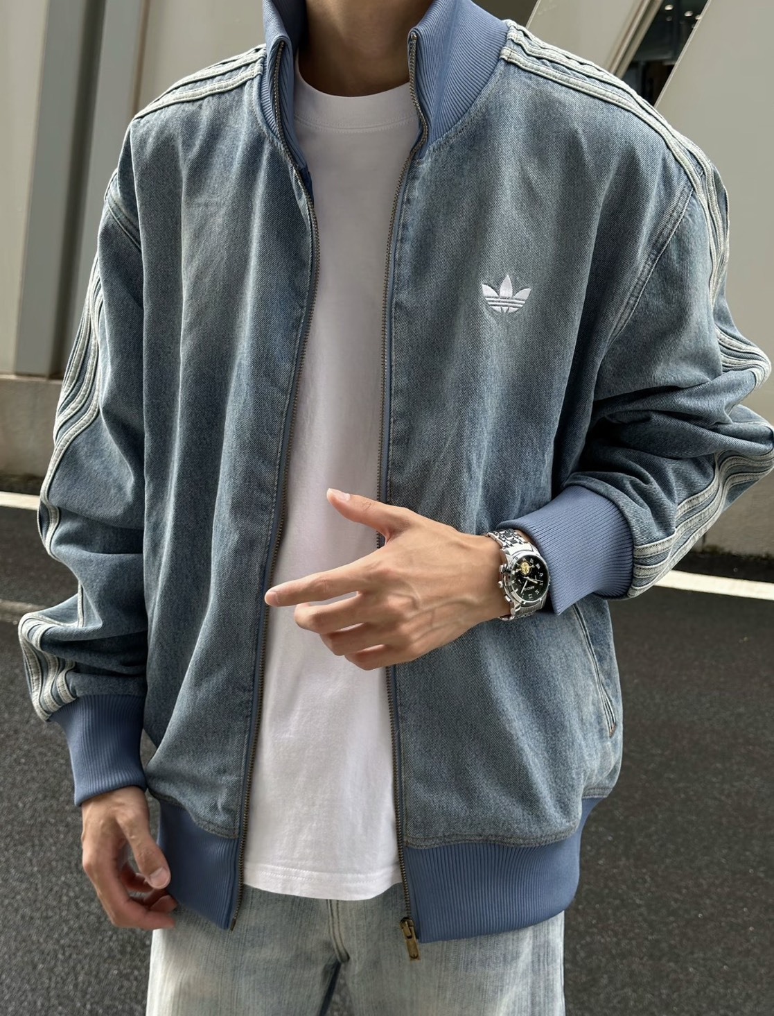 【預購】Adidas COLOR FIREBIRD 牛仔外套 水洗 刷舊 藍色 外套 男款KS4970