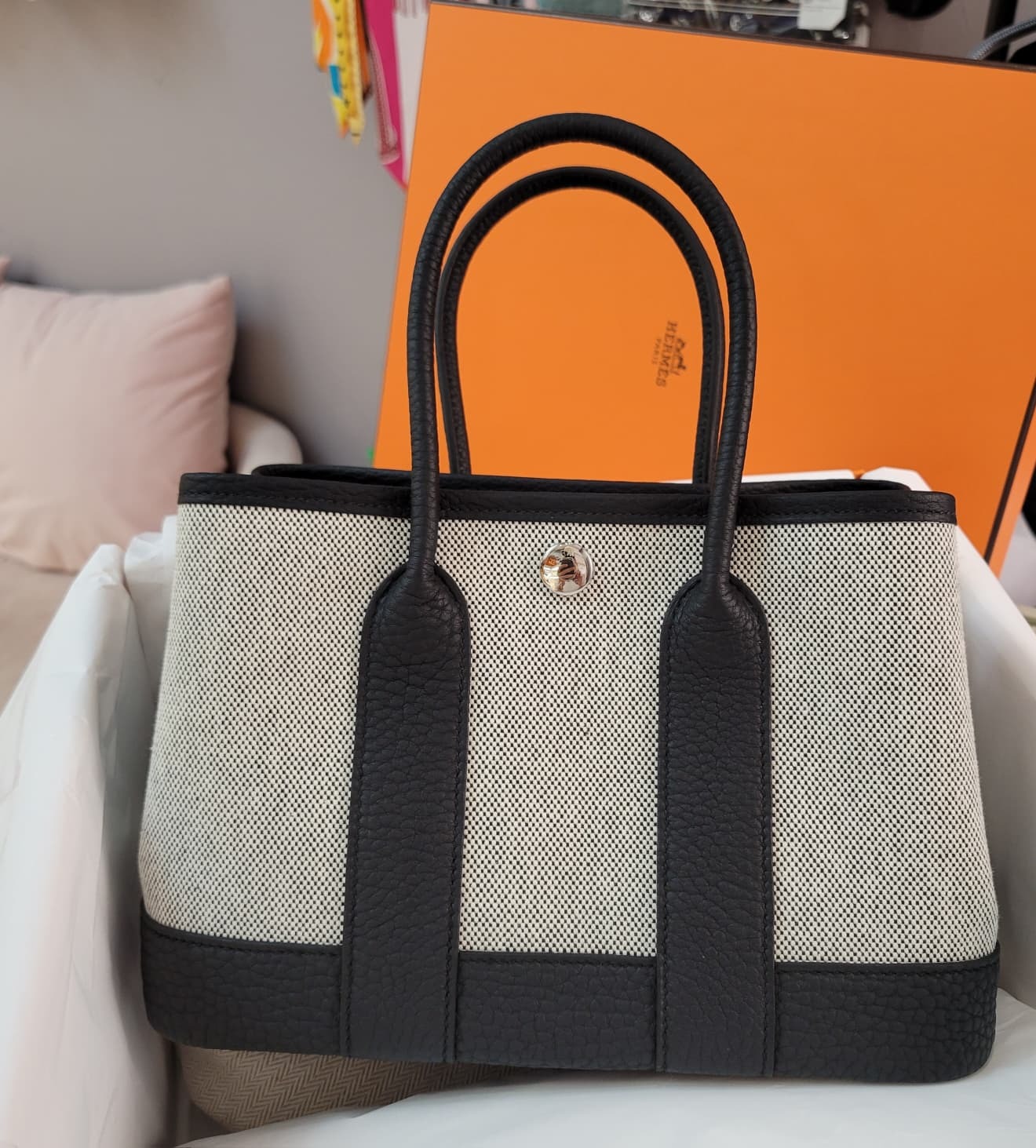 HERMES NEO GARDEN PARTY 23 MINI ECRU-NOIR/NOIR CK 黑白熊貓