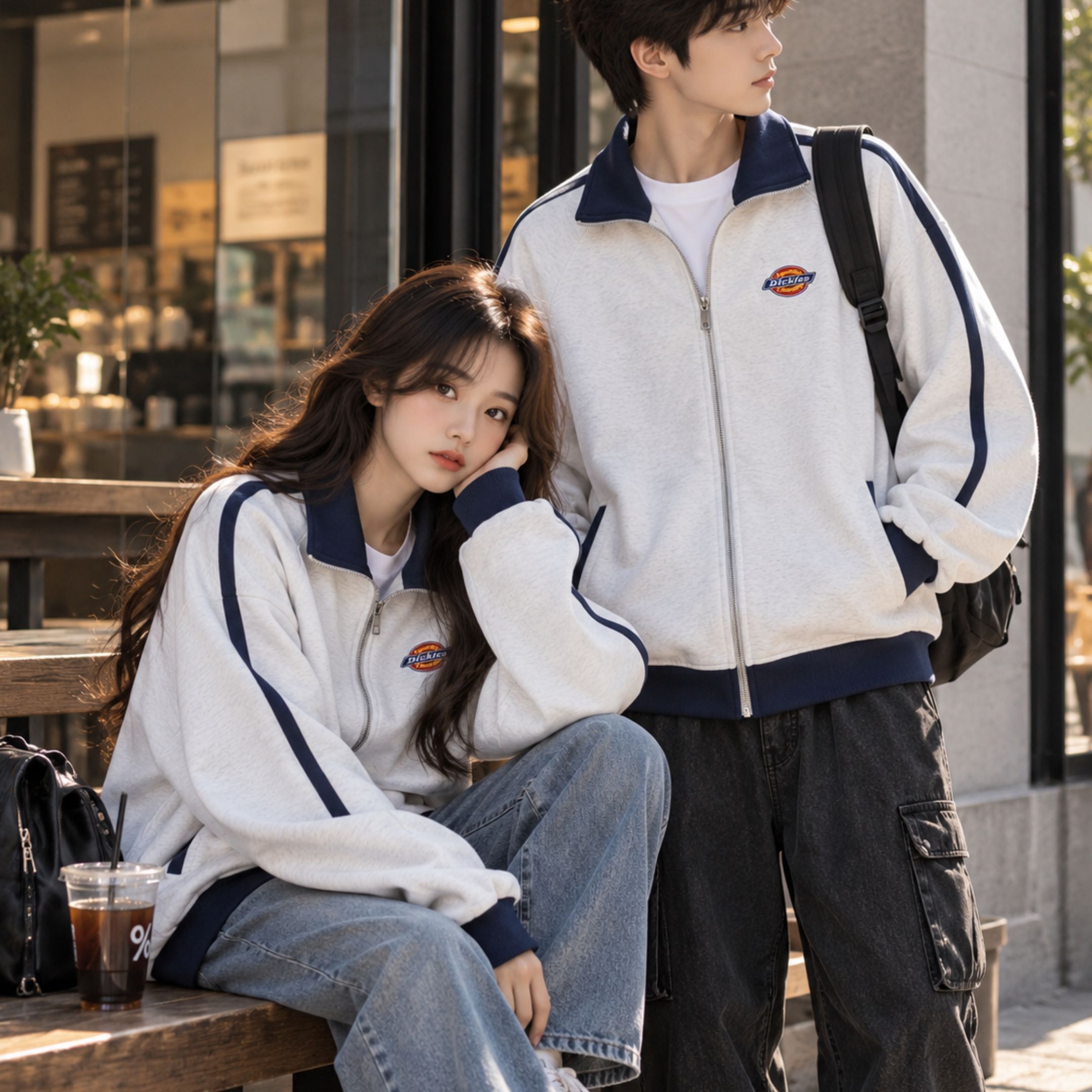 NICEDAY 服飾 代購 Dickies Logo 美式 復古 外套 藍 白 線條 黑紅 灰 拉鍊 秋冬 薄外套 DKU263NKJM26-DSE