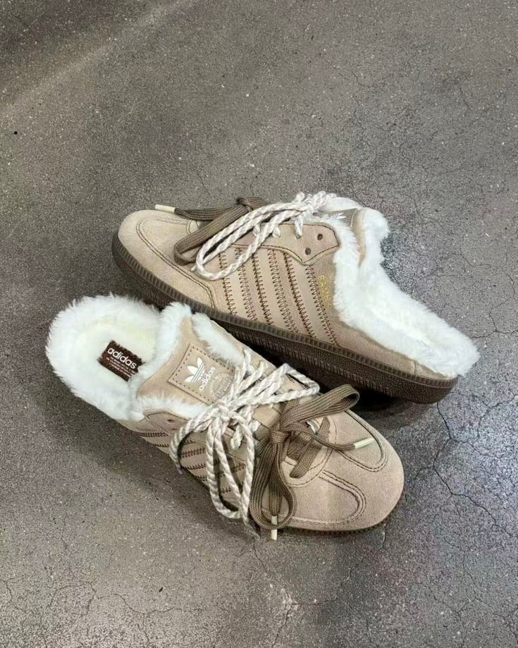 【預訂】ADIDAS SAMBA MULE OG 米色毛絨"千金 Miu Miu風" 穆勒鞋-WOMEN
