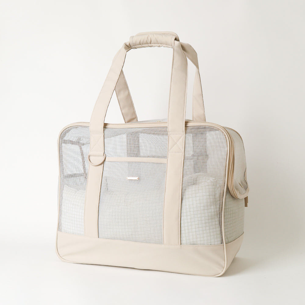 【Moncheri】Mesh Pet Tote Bag with Cool-Touch Check Cushion