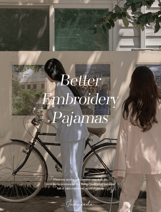 Juuneedu｜[長袖睡衣] Better Embroidery Pajama [5 colors]