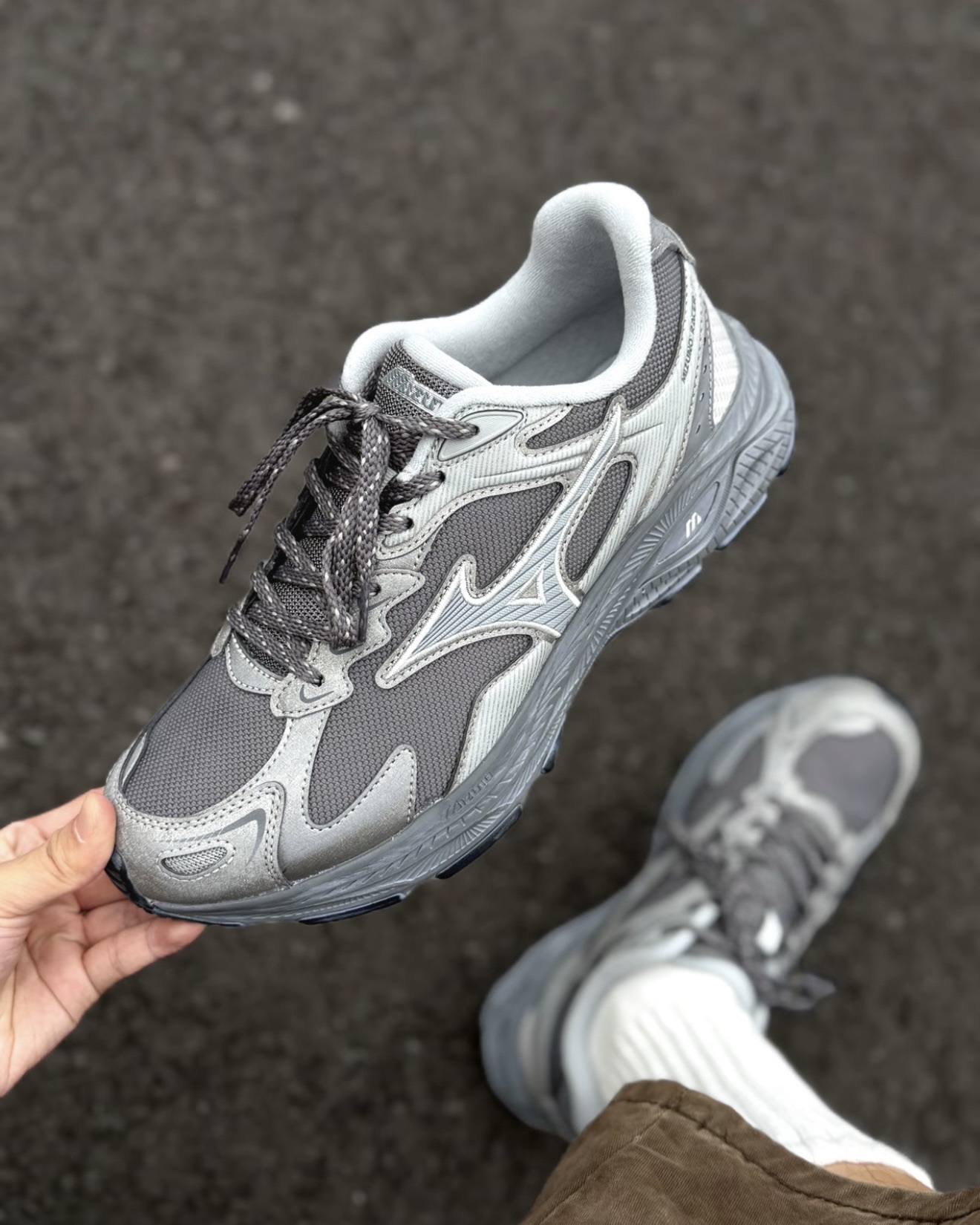 #代購 MIZUNO RACER S 復古慢跑鞋 D1GH263508 灰色