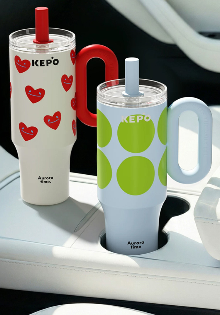 KEPO｜1200ml 花園冰霸杯 吸管保溫杯 316L不銹鋼款