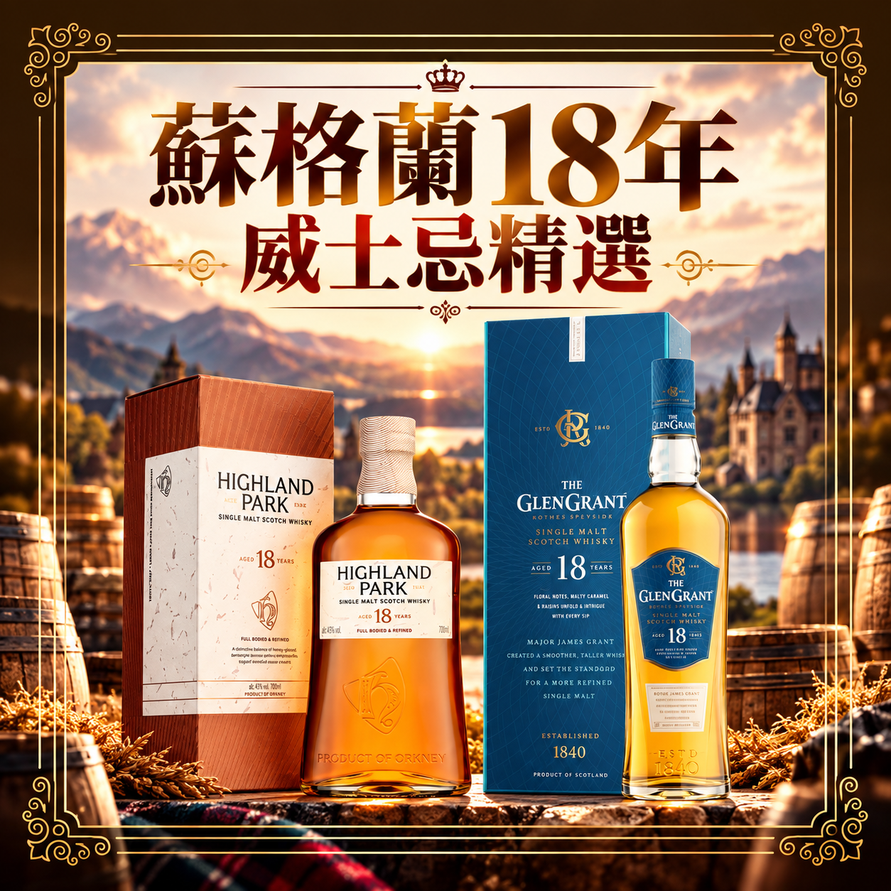 蘇格蘭18年威士忌精選 (送 Glen Grant 縮骨雨傘) - ZWF43