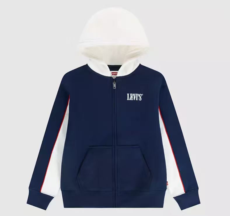 【預購】LEVIS N100203 大童拉鏈連帽外套 (深藍拼白色)