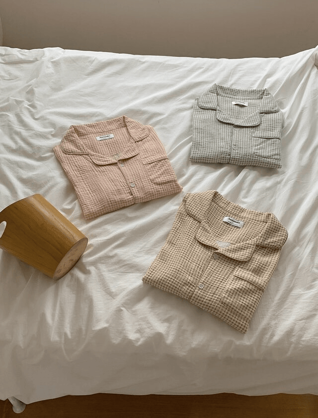 Juuneedu｜[長袖睡衣] Daisy Check Pajama [3 colors]
