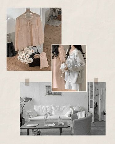 Juuneedu｜[長袖睡衣] Daisy Lace Pajama [3 colors]