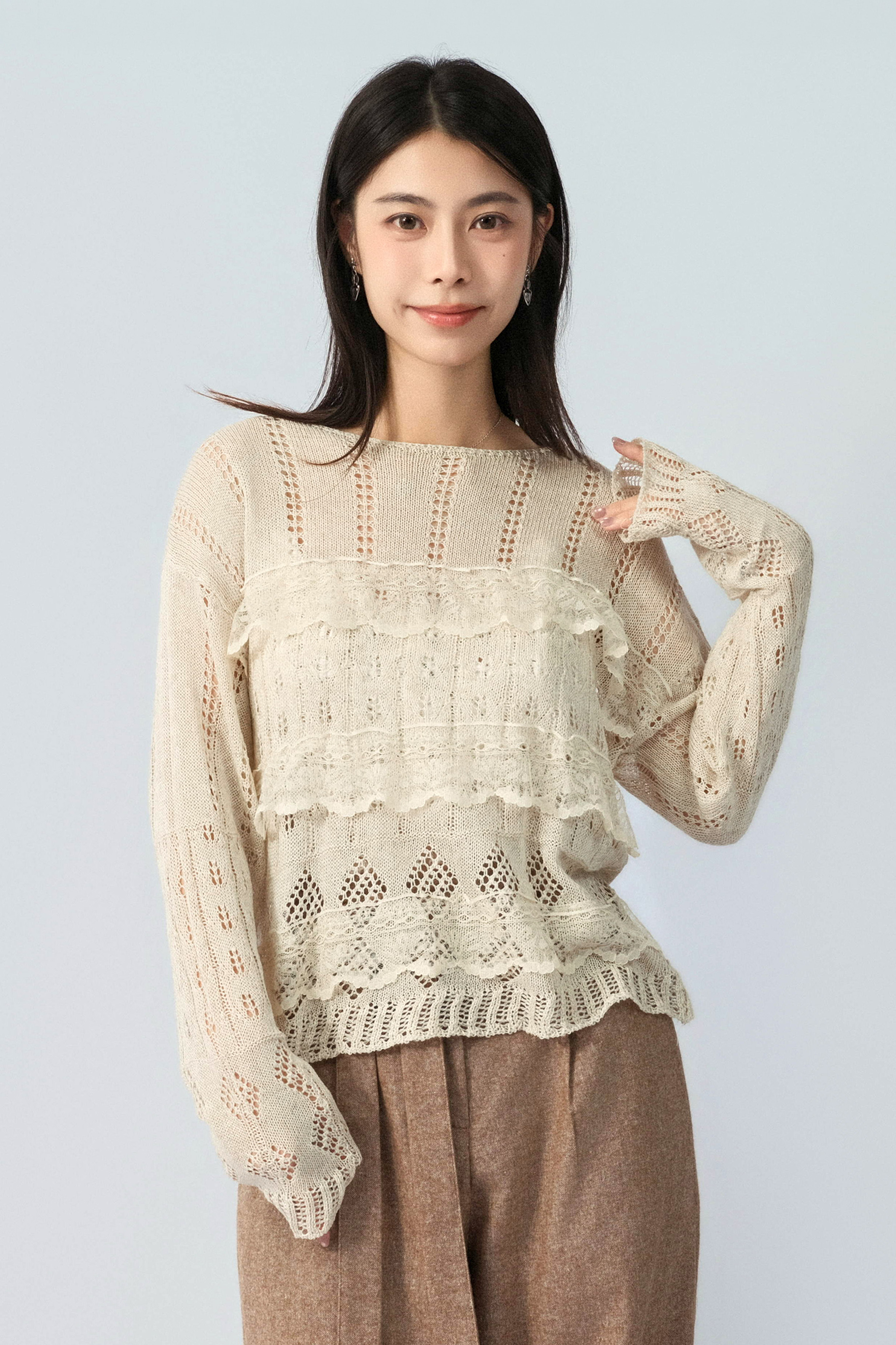 蕾絲邊混款通花線衫（預購產品）