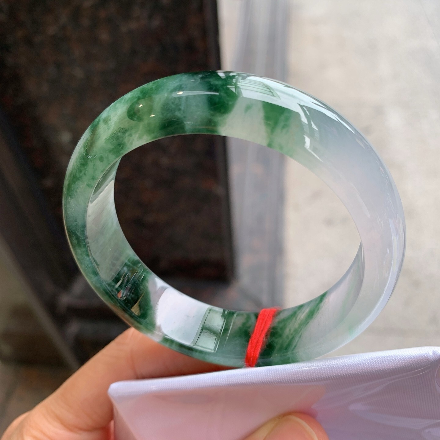 922142 58mm冰飄花翡翠寬版手鐲 (56-58)