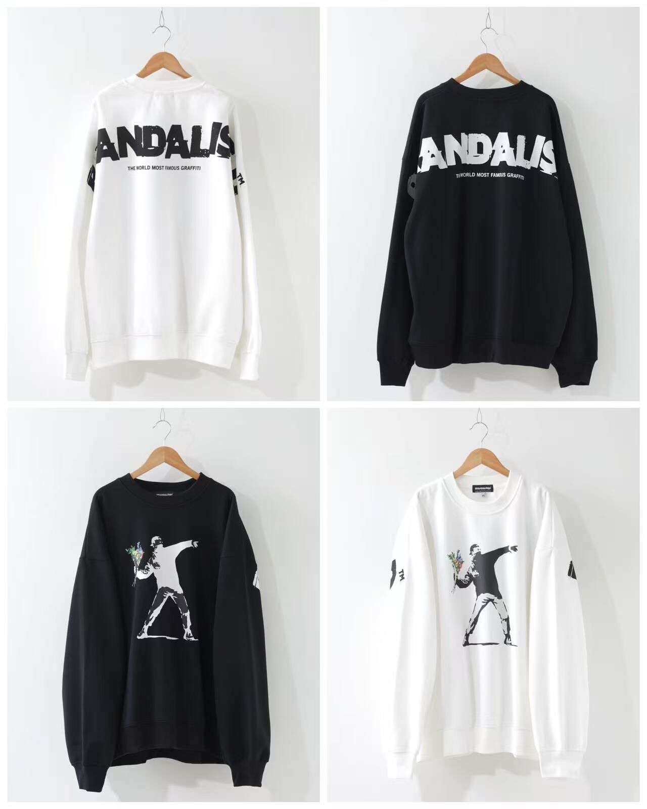 【預購】JM100215 Banksy 花束投擲者寬鬆衛衣