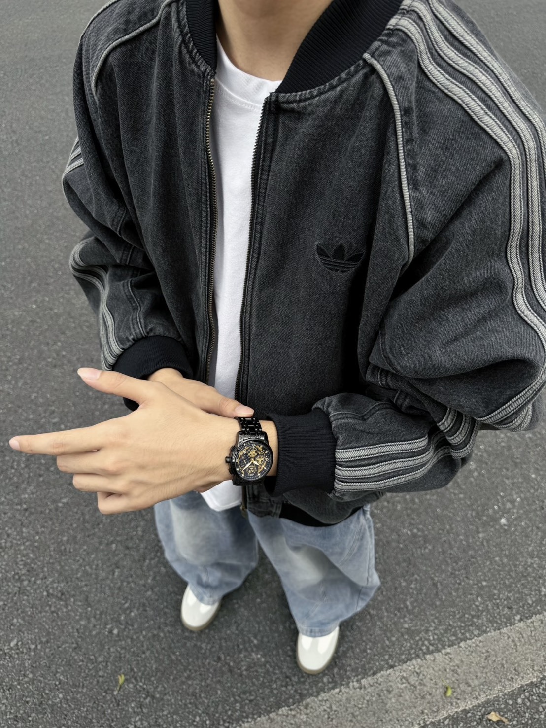 ADIDAS ADICOLOR FIREBIRD 復古 水洗 立領 長袖 牛仔外套