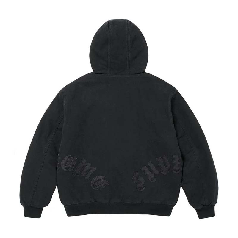 Supreme Leather Appliqué Hooded Work Jacket 保暖 皮革貼片 連帽外套 黑色 FW26J101-BK [台灣現貨]