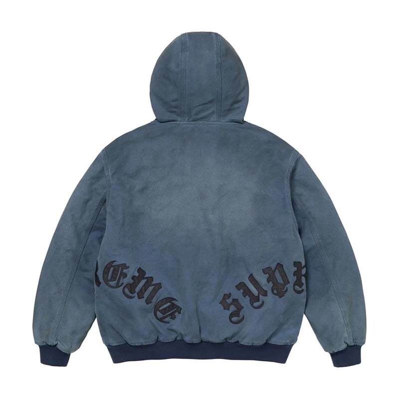 Supreme Leather Appliqué Hooded Work Jacket 保暖 皮革貼片 連帽外套 藍色 FW26J101-NY [台灣現貨]