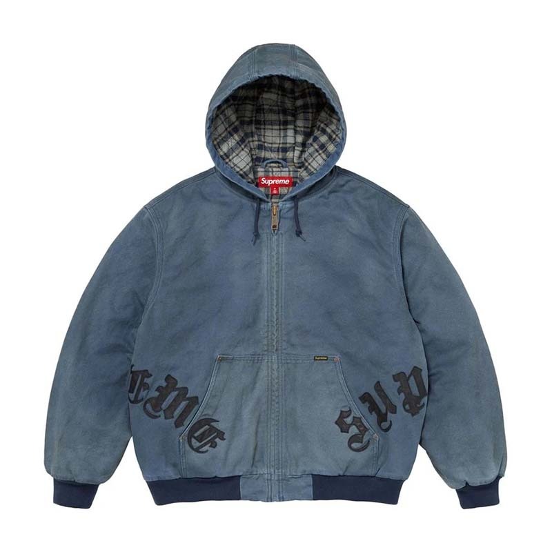 Supreme Leather Appliqué Hooded Work Jacket 保暖 皮革貼片 連帽外套 藍色 FW26J101-NY [台灣現貨]