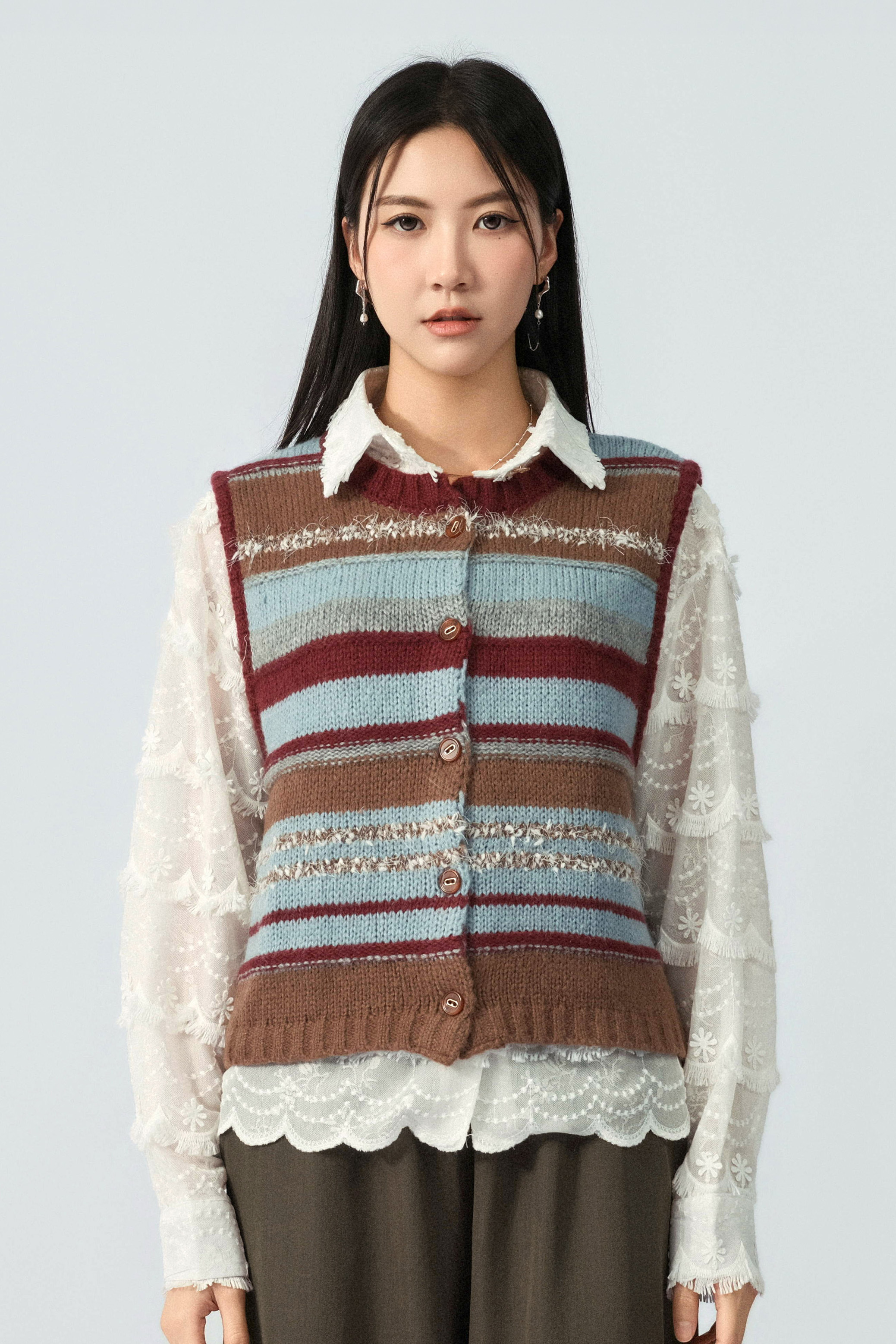 混線間紋冷背心外套（預購產品）