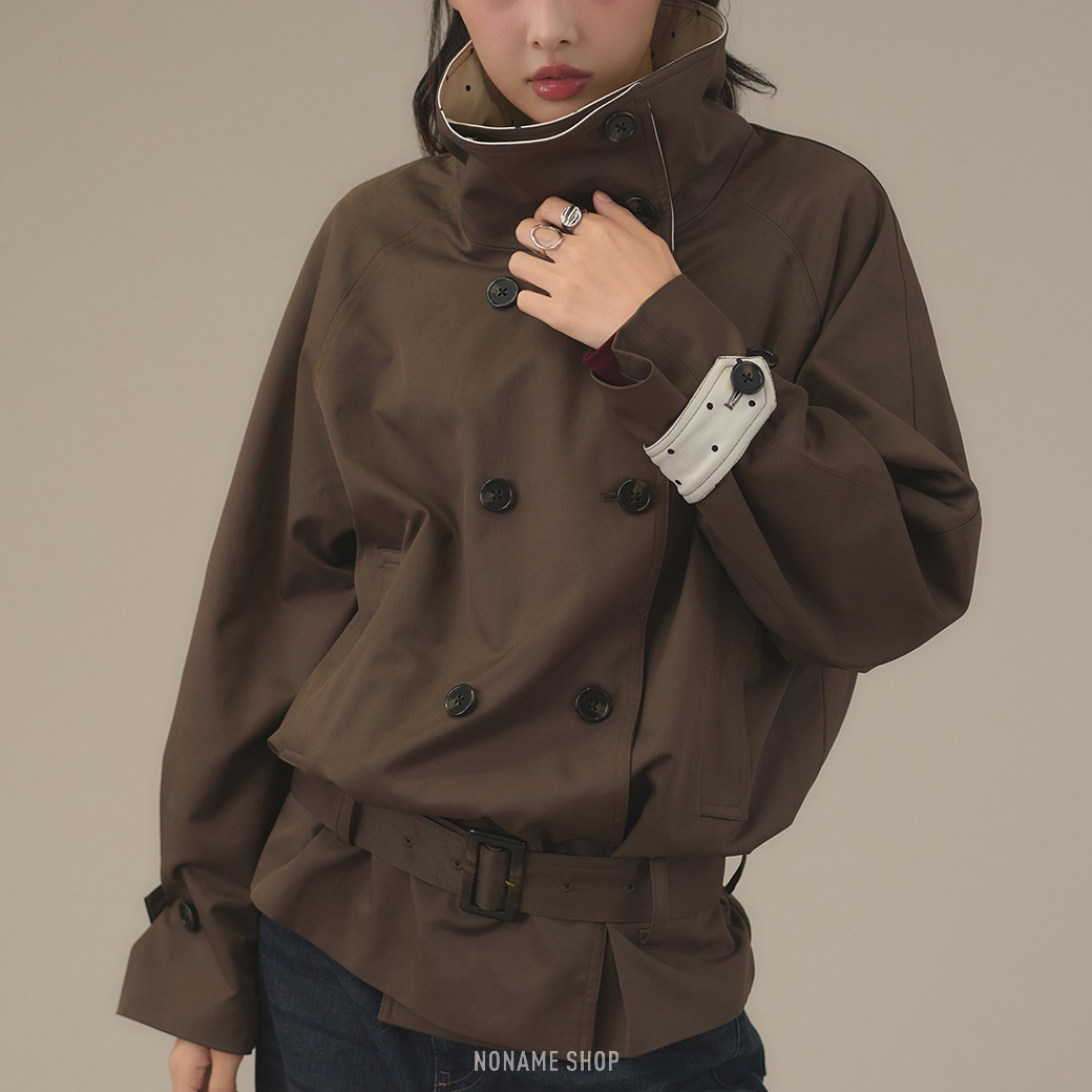 APRES JOUR MIGNON 日本限定 高領 雙排扣 點點 風衣 外套 兩色 (女款)