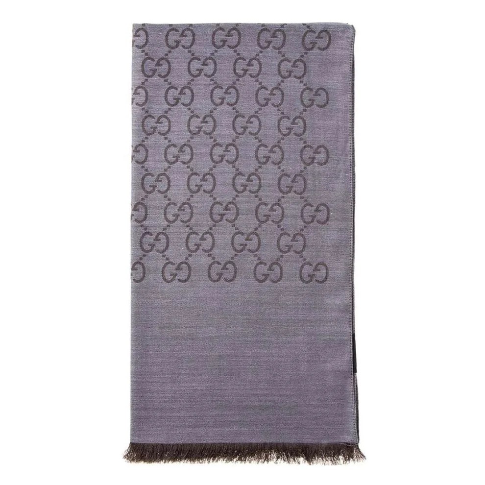 GUCCI 女士羊毛真絲圍巾 (薄款) 灰色 #DS2541