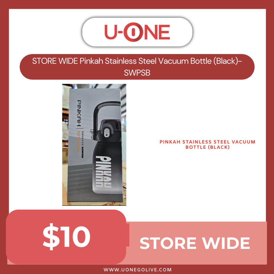 STORE WIDE Pinkah Stainless Steel Vacuum Bottle (Black)- SWPSB