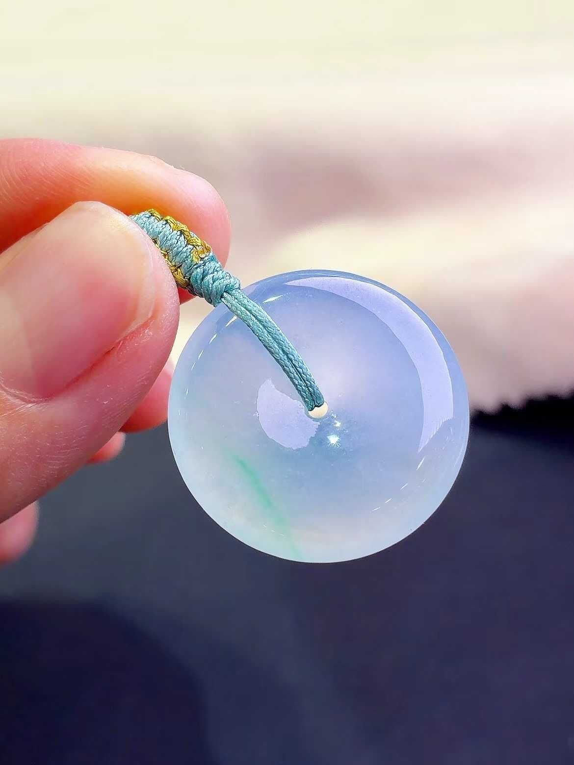 翡翠老坑冰種飄花平安扣 (24.1mm直徑),天然翡翠A玉, 緬甸玉, Jade, Jadeite