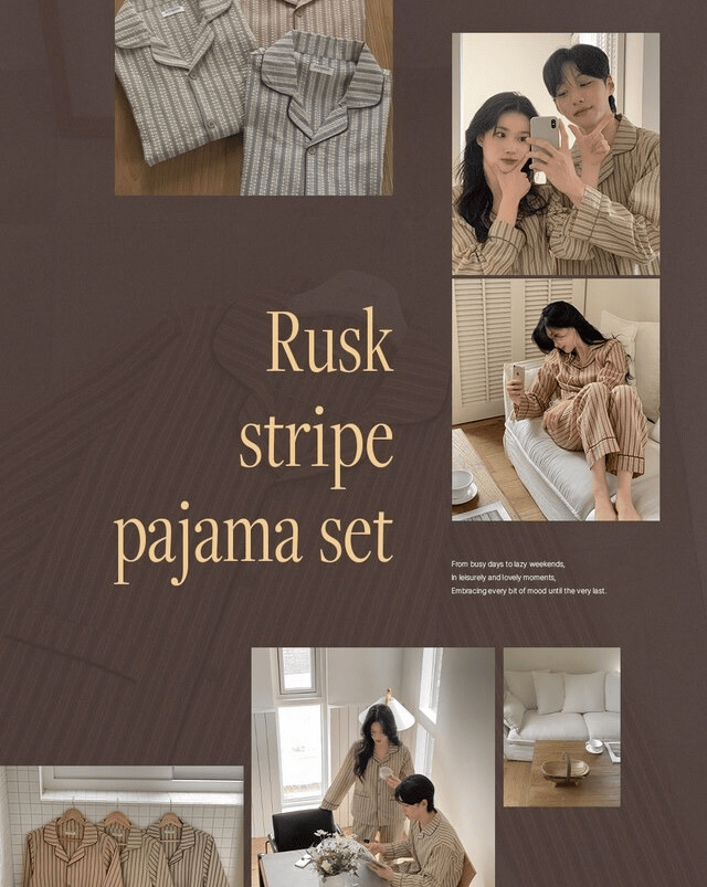 Juuneedu｜[長袖睡衣] Rusk Stripe Pajama [3 colors]