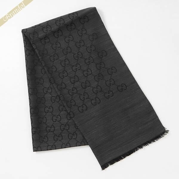 GUCCI 女士羊毛真絲圍巾 (薄款) -炭灰色 #DS2550