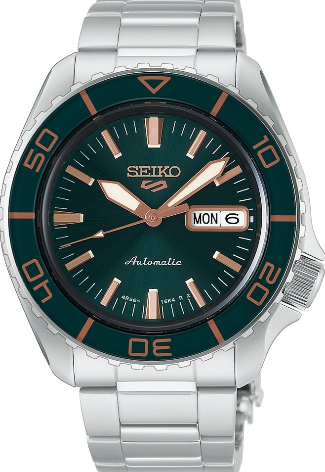 萬年鐘錶 - SEIKO  5 Sports  SKX錶款綠色面盤運動機械男錶 HDB005K1 / 4R36-16D0G 錶徑42.5MM