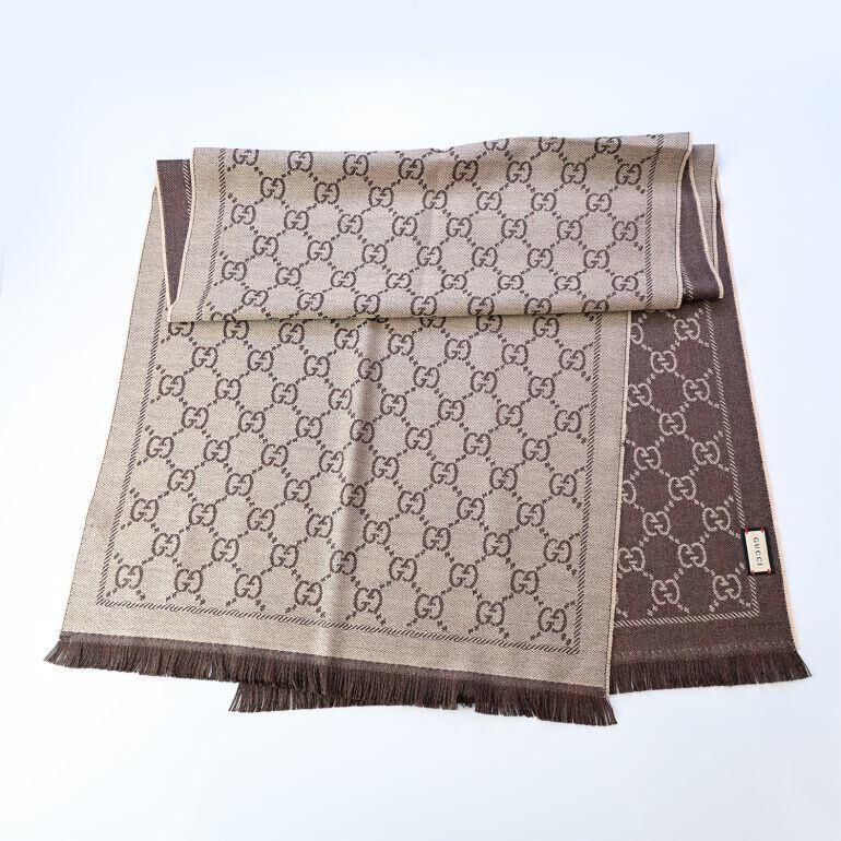 GUCCI 女士羊毛圍巾-棕色 #DS2553