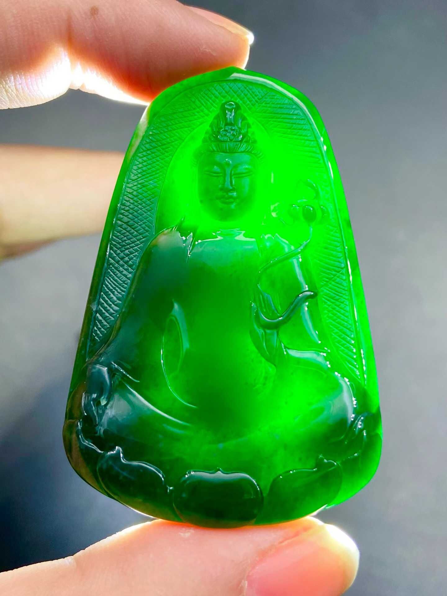 翡翠墨翠素衣觀音,天然翡翠A玉, 緬甸玉, Jade, Jadeite