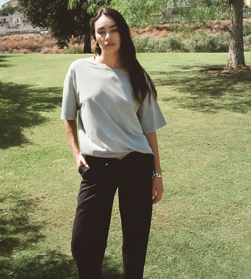 MOOJIMOOJI - OVERSIZE CROP T-SHIRTS - AGED SAGE