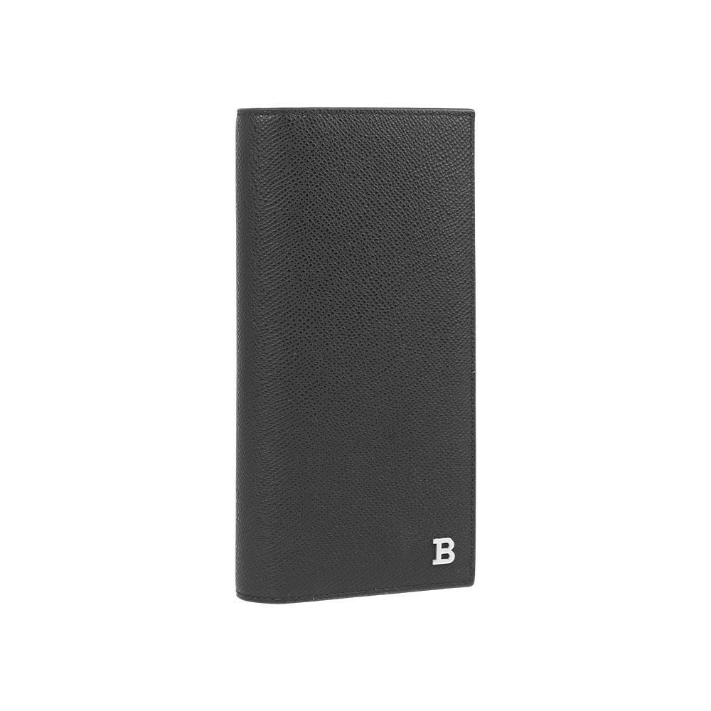 【Bally】Baliro B Logo 防刮牛皮對開二折長夾(黑色)