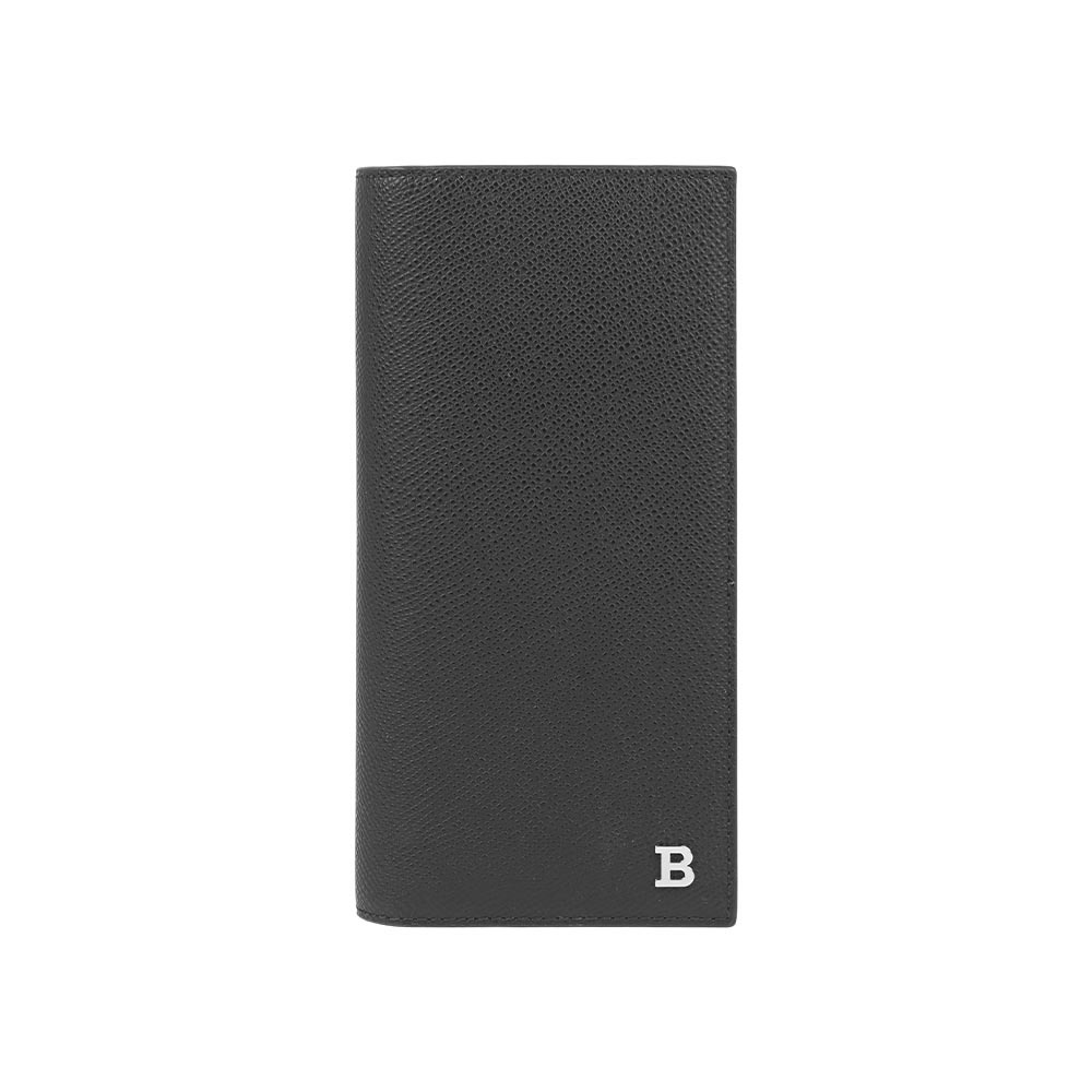 【Bally】Baliro B Logo 防刮牛皮對開二折長夾(黑色)