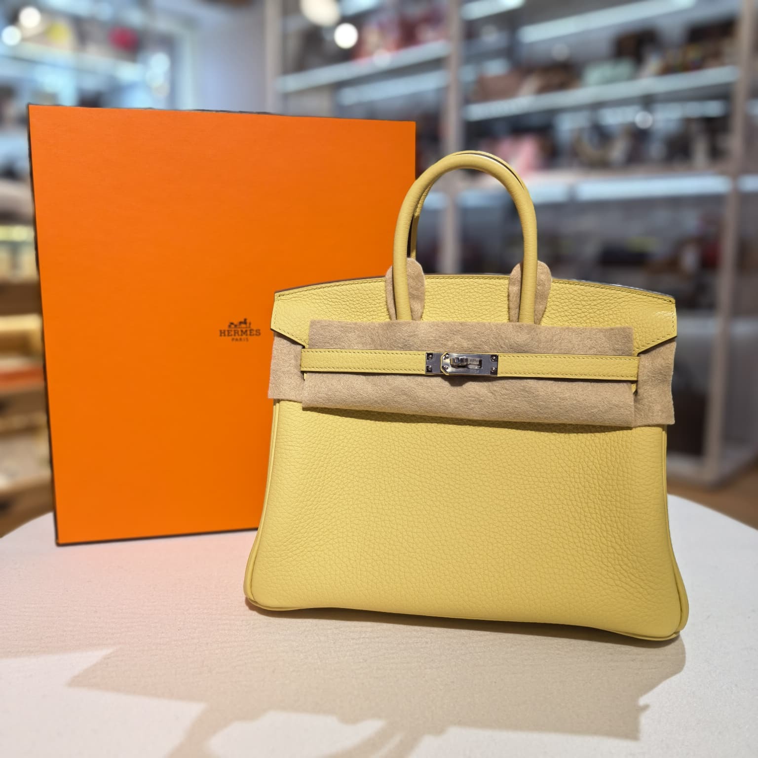 全新BIRKIN 25, 小雞黃Togo皮, 銀扣 1Z / JAUNE PHW , POUSSIN, H041344CK1Z, #B25, 柏金包, #BRAND NEW #香榭站正品