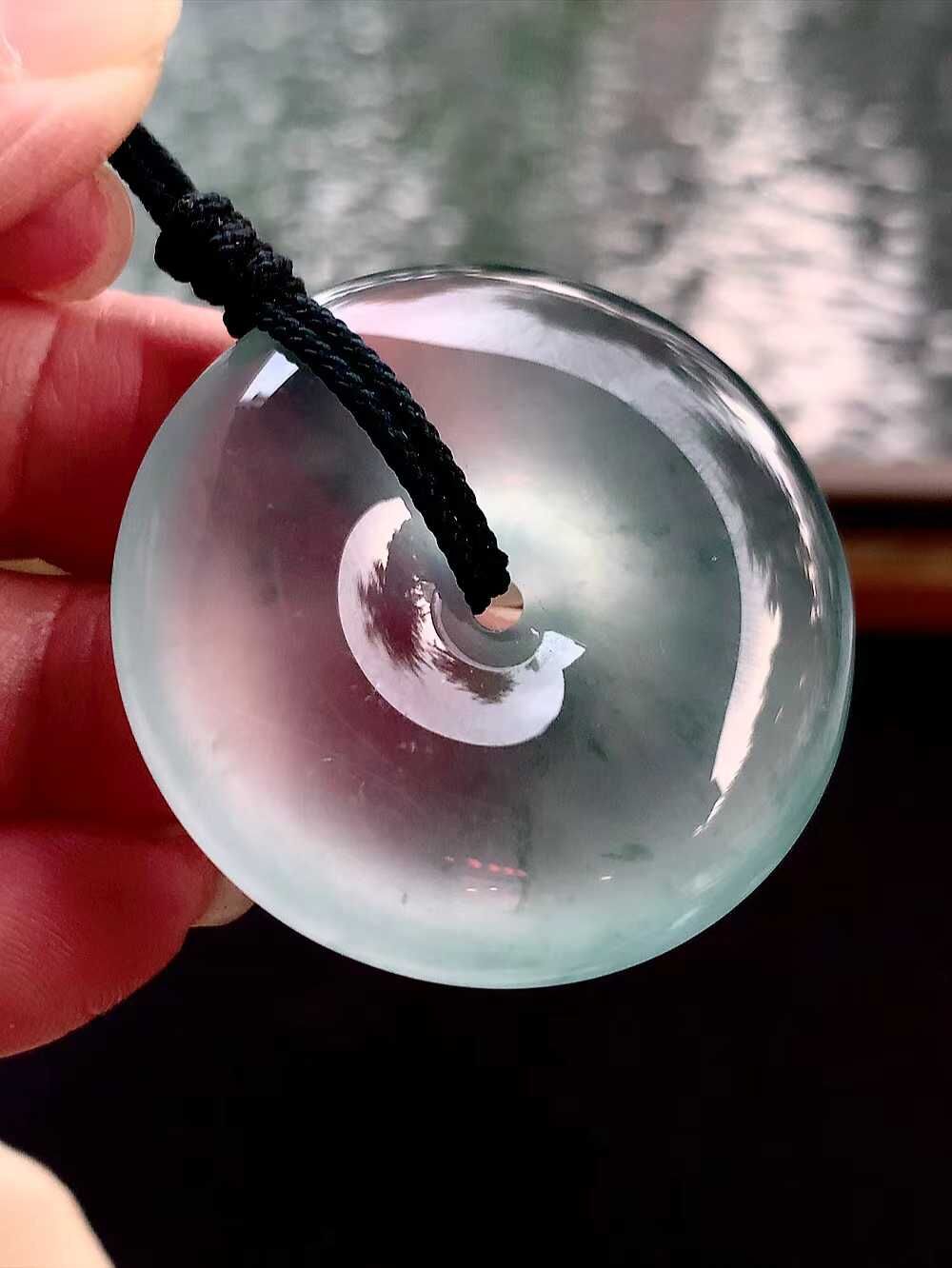 922454 翡翠高冰飄花平安扣 (37.6mm直徑)