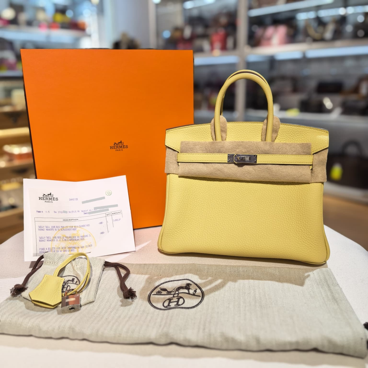全新BIRKIN 25, 小雞黃Togo皮, 銀扣 1Z / JAUNE PHW , POUSSIN, H041344CK1Z, #B25, 柏金包, #BRAND NEW #香榭站正品