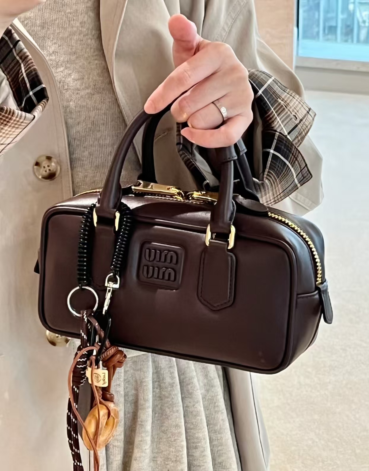 Miu Miu Small Leather Bowling Bag Heather小號石楠木色保齡球袋手袋