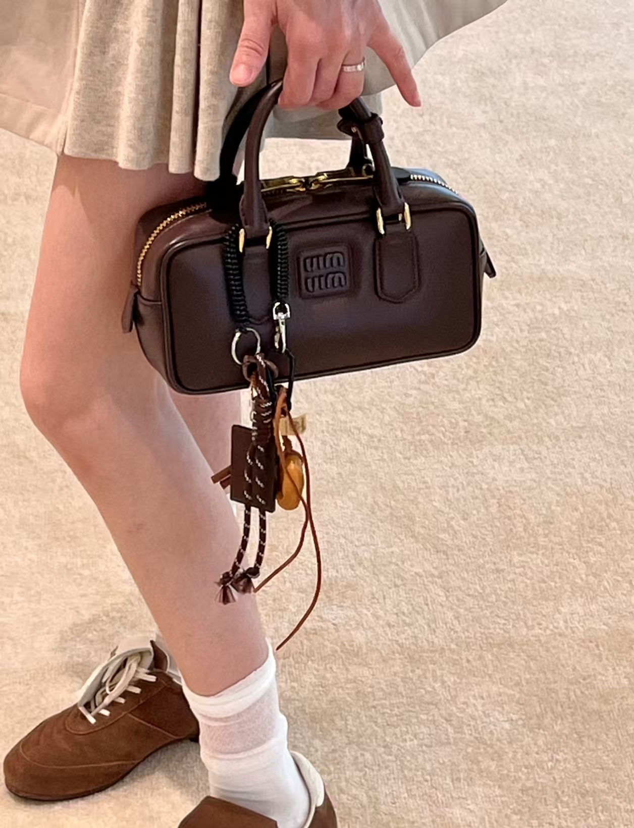Miu Miu Small Leather Bowling Bag Heather小號石楠木色保齡球袋手袋