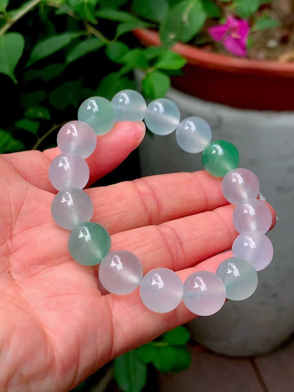 翡翠高冰手串 (12.5mm直徑),天然翡翠A玉, 緬甸玉, Jade, Jadeite