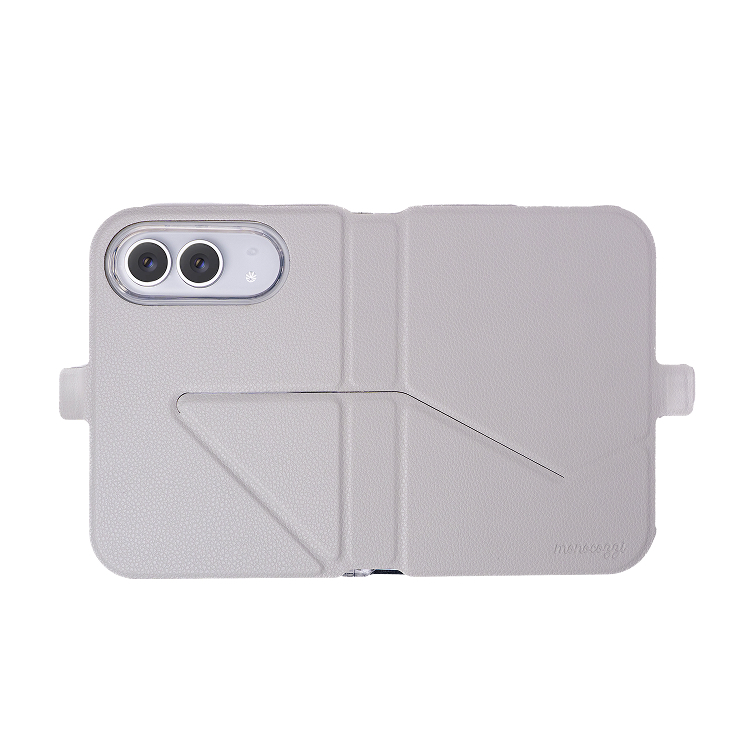 LOCOMOTION | Biodegradable Material Folio with Magnetic Charging Compatible Snap on Clear Case for iPhone Duo - Elephant Grey