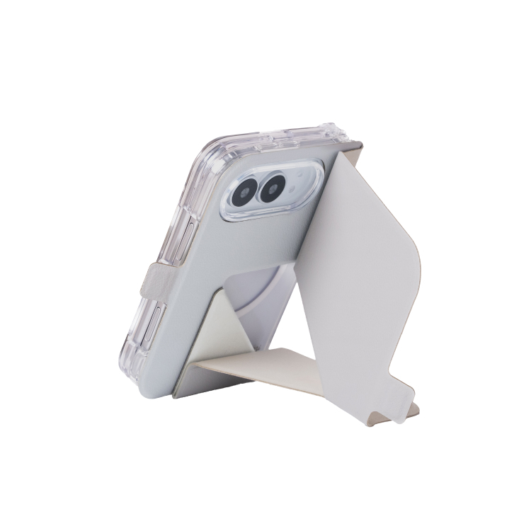 LOCOMOTION | Biodegradable Material Folio with Magnetic Charging Compatible Snap on Clear Case for iPhone Duo - Elephant Grey