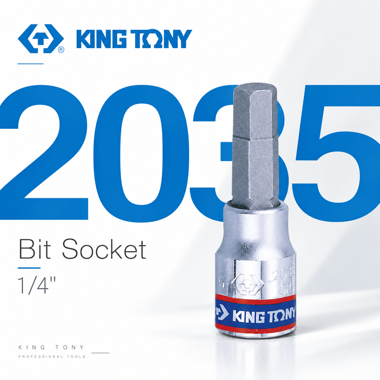 KING TONY 金統立｜零售3-10mm｜兩分 2分 手動六角起子頭套筒 1/4"內六角凸套筒｜2035 六角起子頭套筒