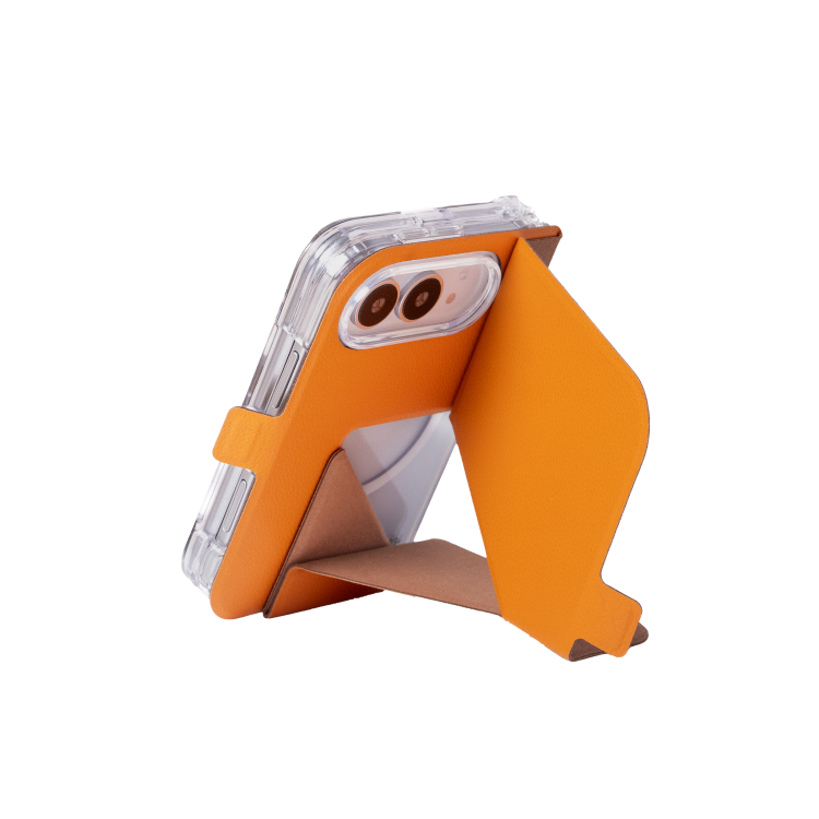 LOCOMOTION | Biodegradable Material Folio with Magnetic Charging Compatible Snap on Clear Case for iPhone Duo - Orange