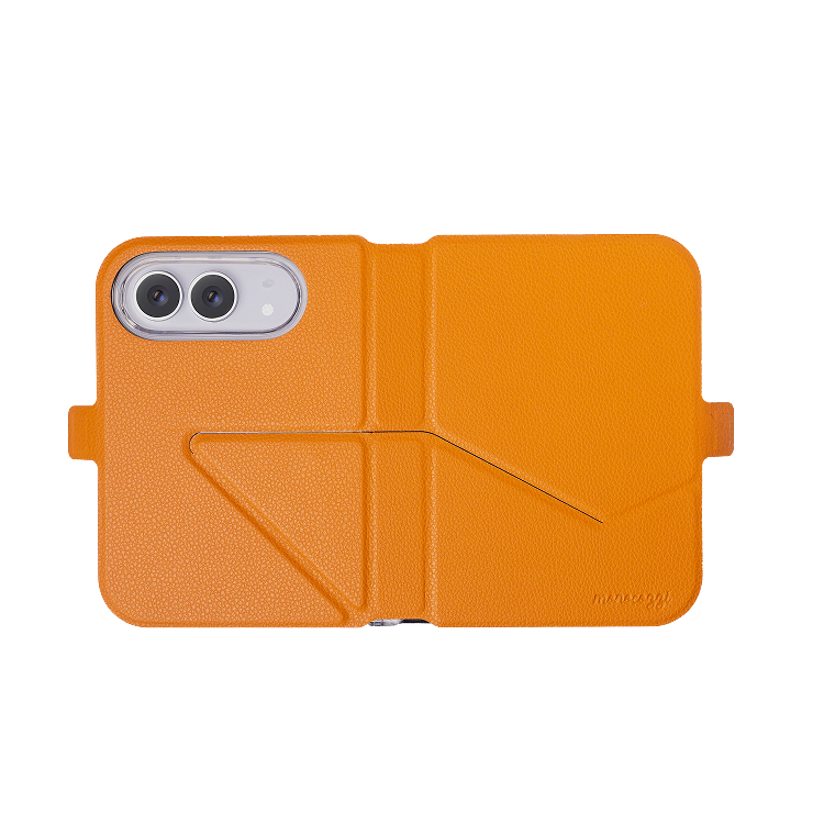 LOCOMOTION | Biodegradable Material Folio with Magnetic Charging Compatible Snap on Clear Case for iPhone Duo - Orange