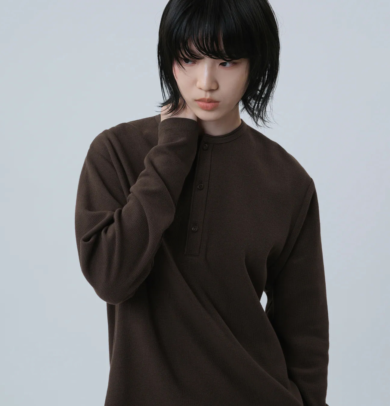 MELSIGN 華夫格亨利領長T｜MEL. Henley L/S Tee（26AW）