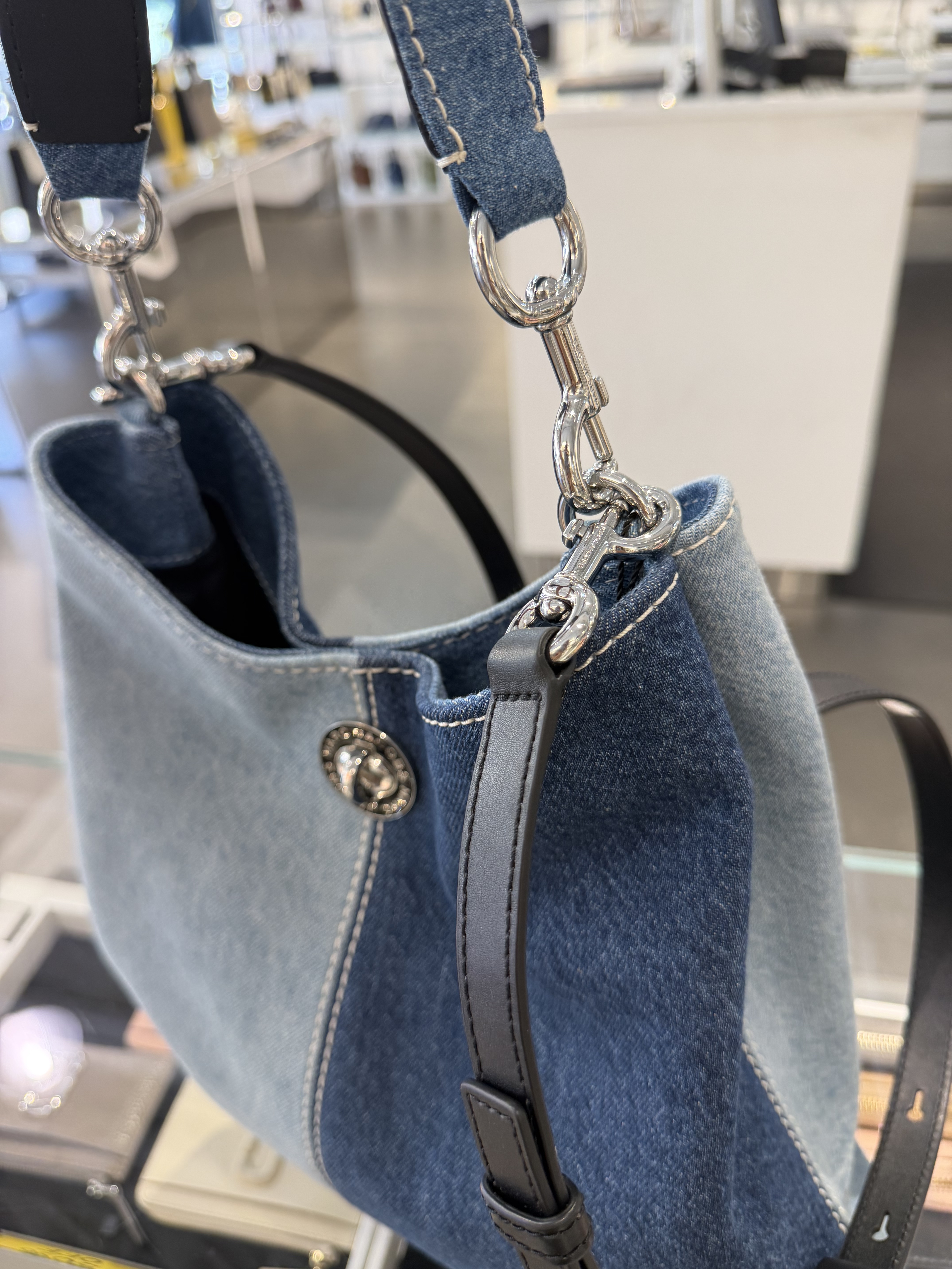 【直播】Marc Jacobs LX100214 牛仔拼色單肩包