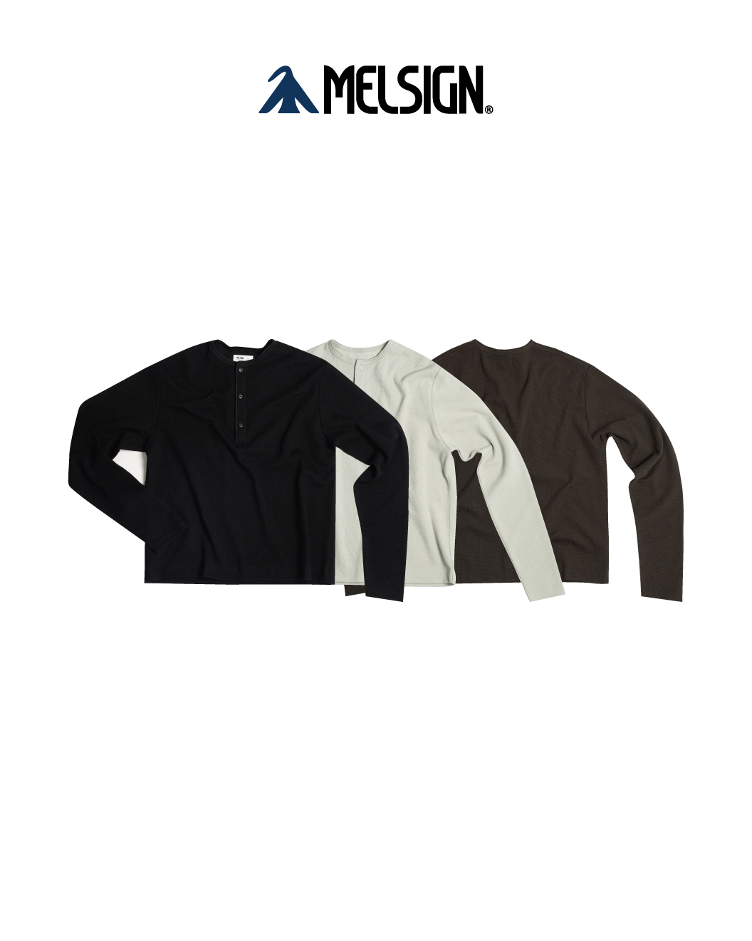 MELSIGN 華夫格亨利領長T｜MEL. Henley L/S Tee（26AW）