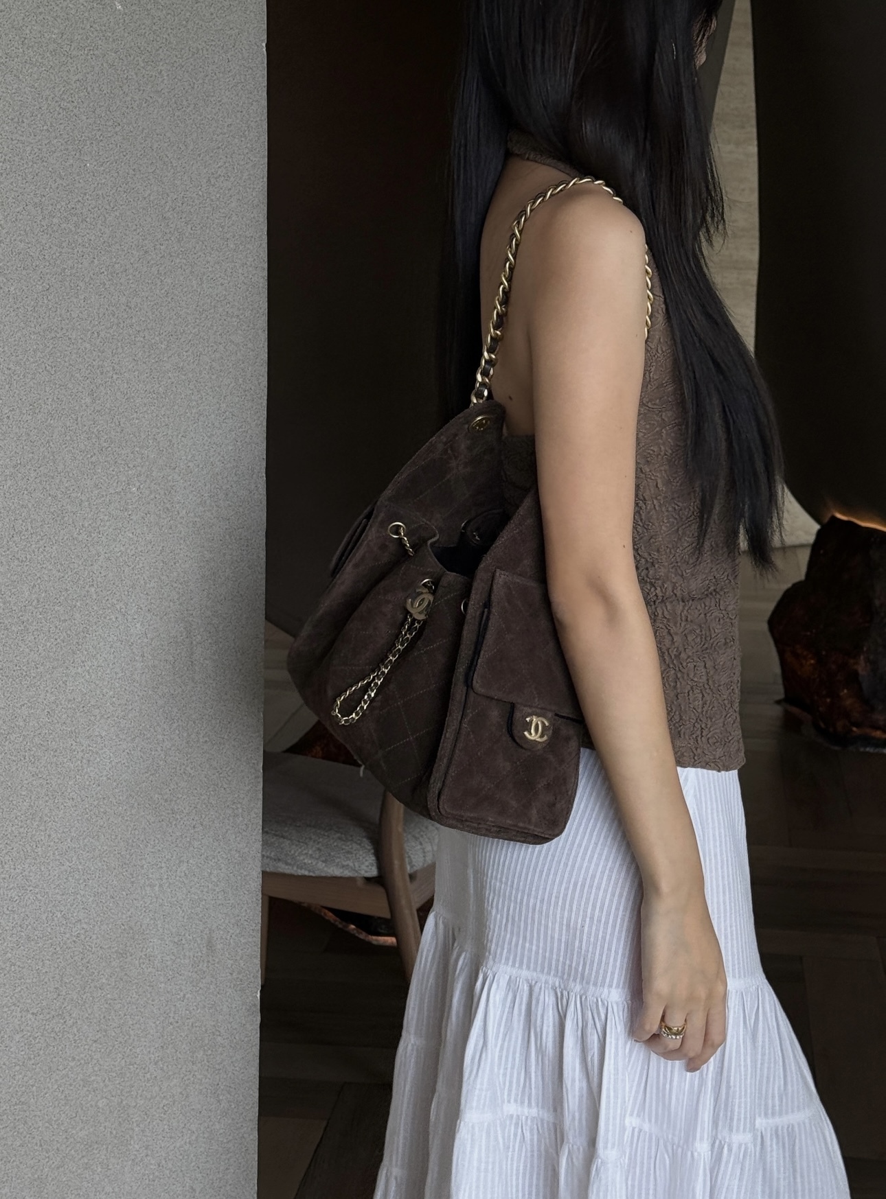 Chanel 25Bag Small Hobo Brown Suede Leather 棕色小號麂皮手袋