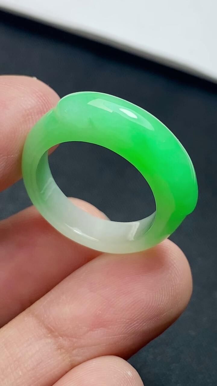 翡翠高冰陽綠戒指 (圈口 11號),天然翡翠A玉, 緬甸玉, Jade, Jadeite