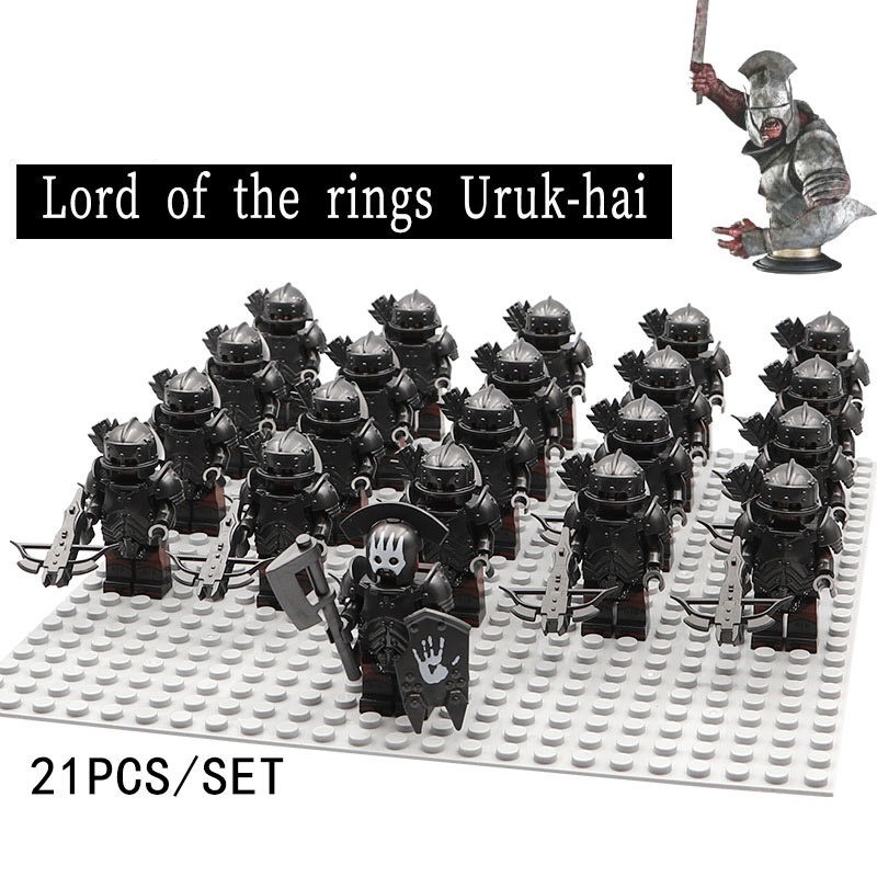 21PCS / Lot Uruk-Hai Warrior Lord of the Rings Minifigures Set Fit Lego BR02-145